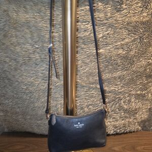 kate spade Black Leather Crossbody with Gold Hardware